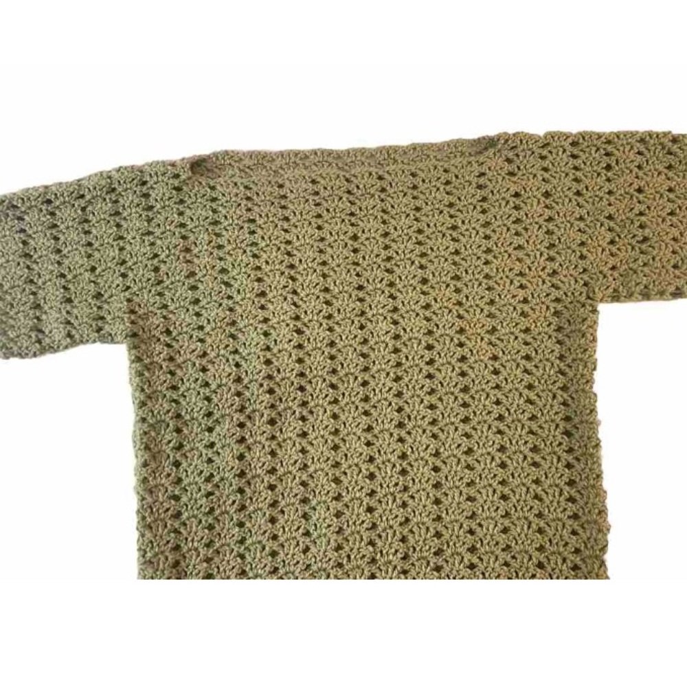 Beautiful Handmade Crochet Sage Green Sweater XXL.